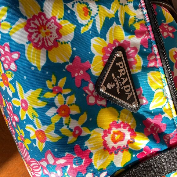 Prada Floral Print Nylon Tote Bag with Removable Shoulder Strap - Picture 9 of 12